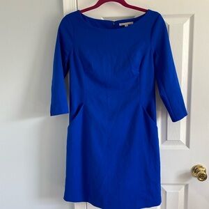Gap Cobalt Royal Blue Elbow Sleeve Career Shift Dress Pockets Womens Size 4